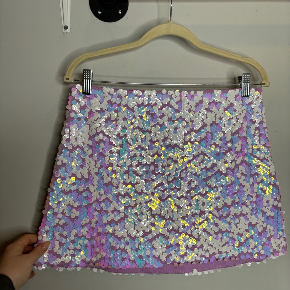 Maje Jirene Sequined Mini Skirt M Violet - Picture 3 of 9